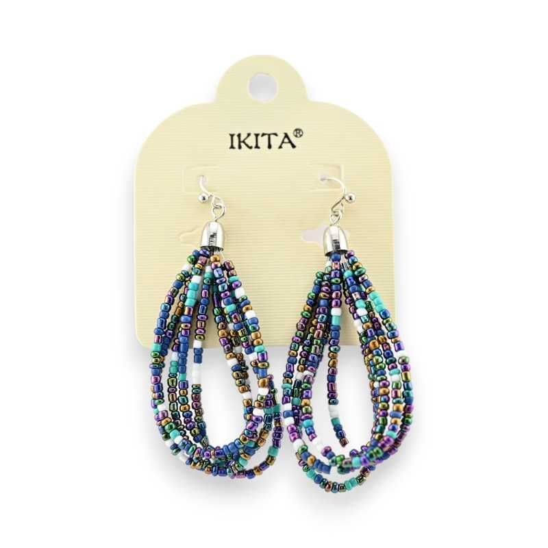 Boucles d'oreilles perles bleues Ikita