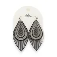 Silver earrings with grey and black leaf design by Bohm