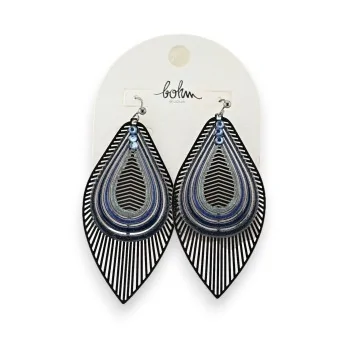 Blue leaf earrings by Bohm