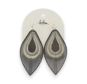 Silver Leaf Earrings by Bohm in Grey Shades