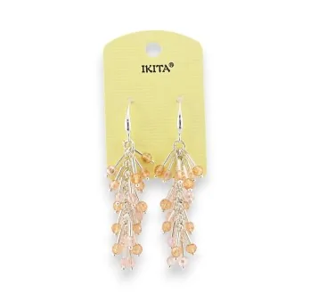 Pearl cascade earrings in beige and pink by Ikita