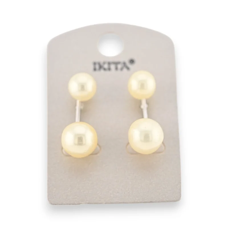 Cream glittery pearl earrings by Ikita