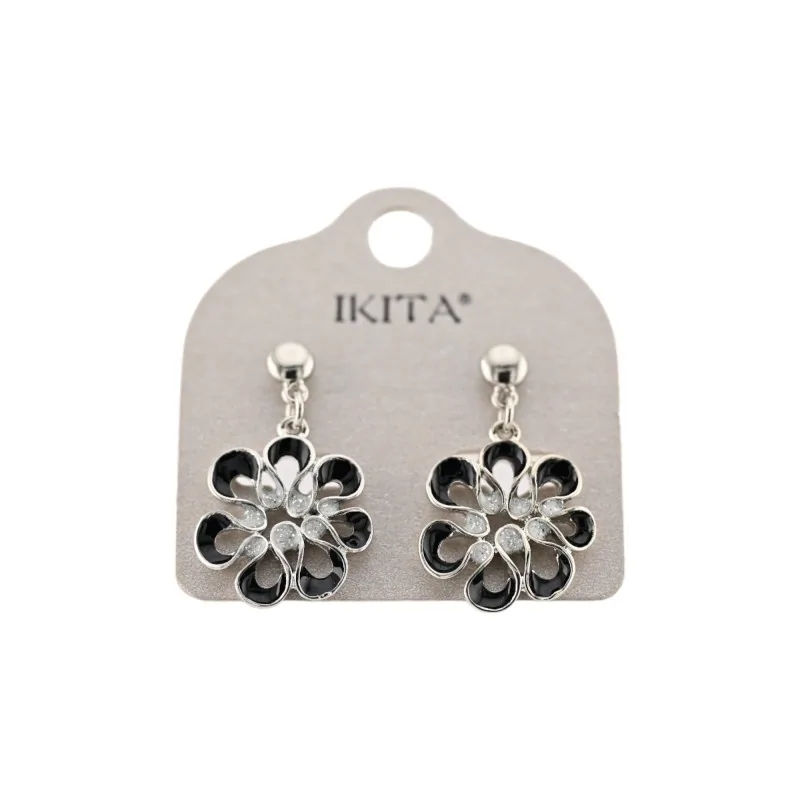 Black flower earrings by Ikita