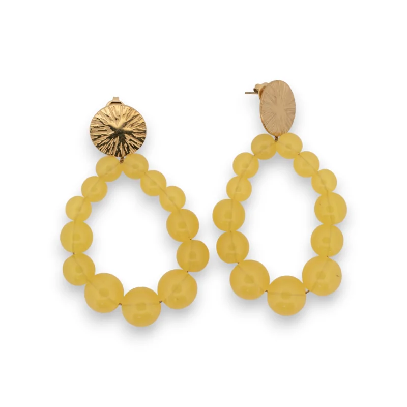 Translucent Mustard Pearl Creole Earrings