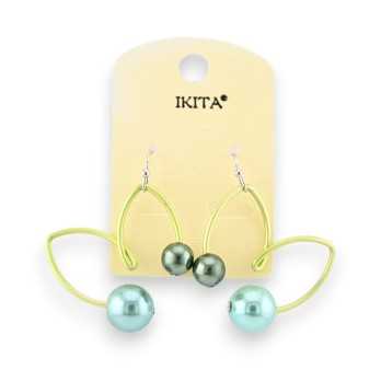 Ikita Earrings with green shades beads
