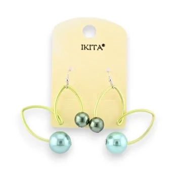 Ikita Earrings with Green-Toned Pearls