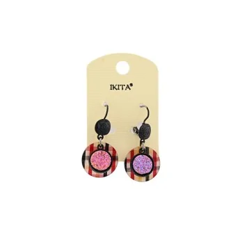 Ikita black metal earrings with sleeper clasp