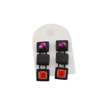 Orange and fuchsia cube earrings by IKITA