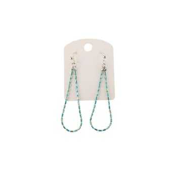 Blue thin pearl drop earrings