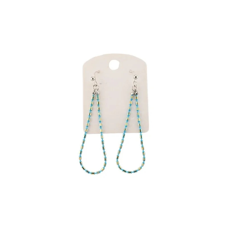 Boucles d'oreilles pendantes perles fines bleues