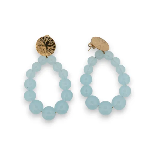 Boucles d'oreilles créoles con perle blu cielo trasparente
