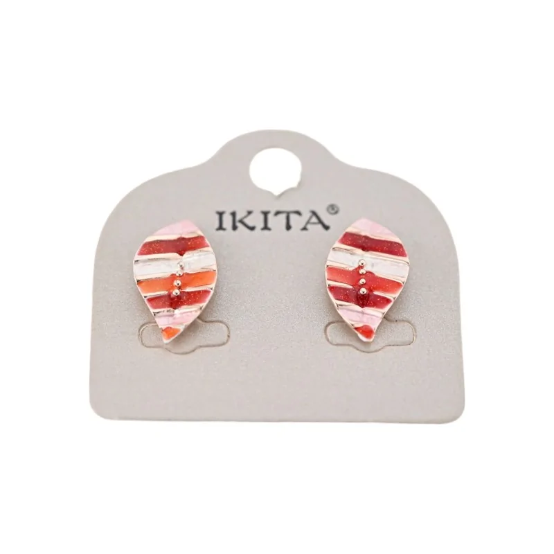 Ikita Red Orange Leaf Earrings