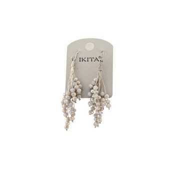 Boucles d'oreilles cascade de perles grises de chez Ikita
