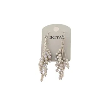 Gray pearl cascade earrings by Ikita