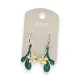 Pendientes Ikita con hojas verdes y flores doradas