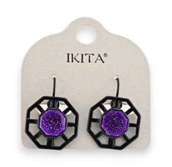 Boucles d'oreilles octogonales violettes Ikita