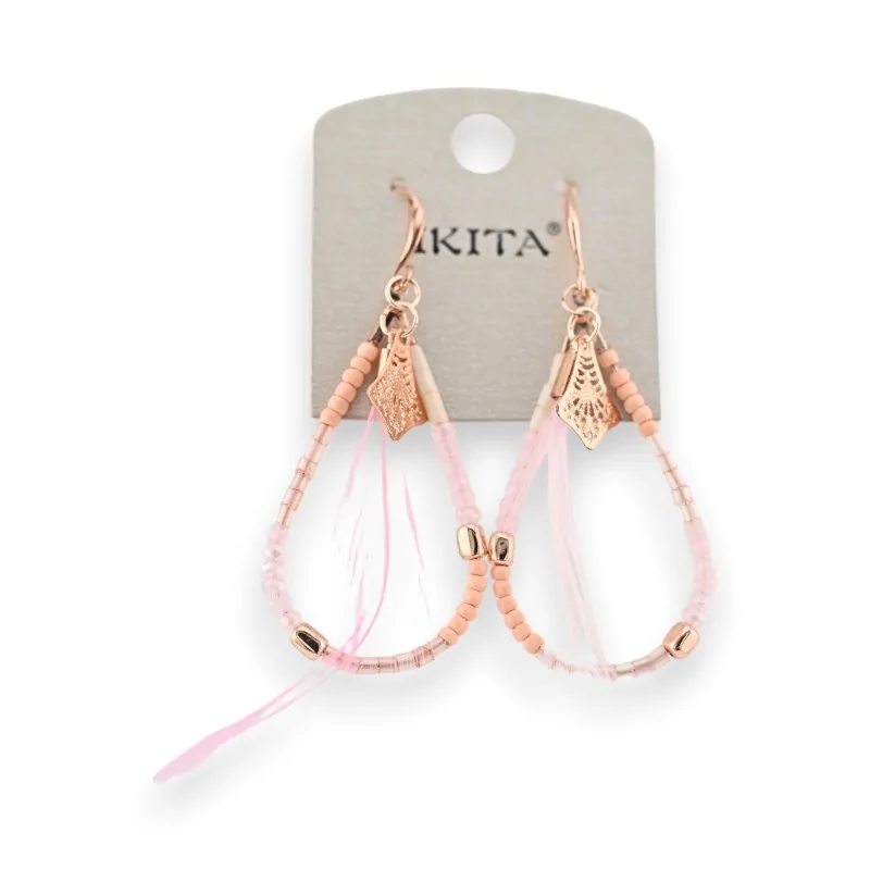 Romantic earrings by Ikita in rose gold-plated metal