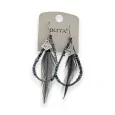 Black pearl and feather earrings by Ikita