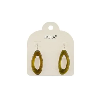 Khaki openwork oval earrings by Ikita