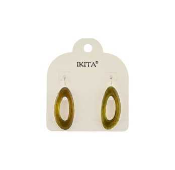 Ovale durchbrochene Khaki Ohrringe von Ikita