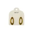 Khaki openwork oval earrings by Ikita