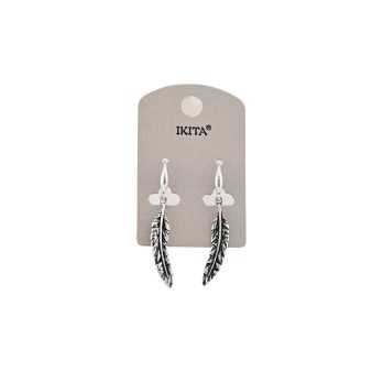 Aged silver feather earrings from Ikita