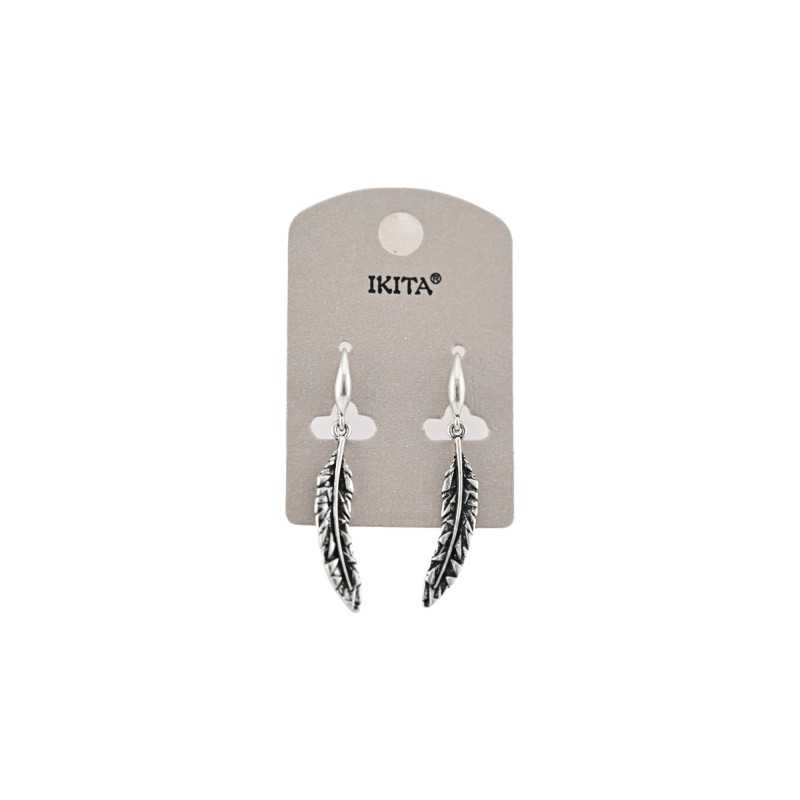 Aged silver feather earrings from Ikita