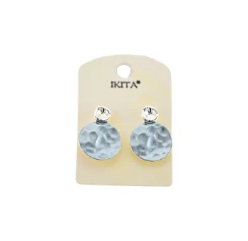 Boucles d'oreilles Ikita bleues gris martelées argentées