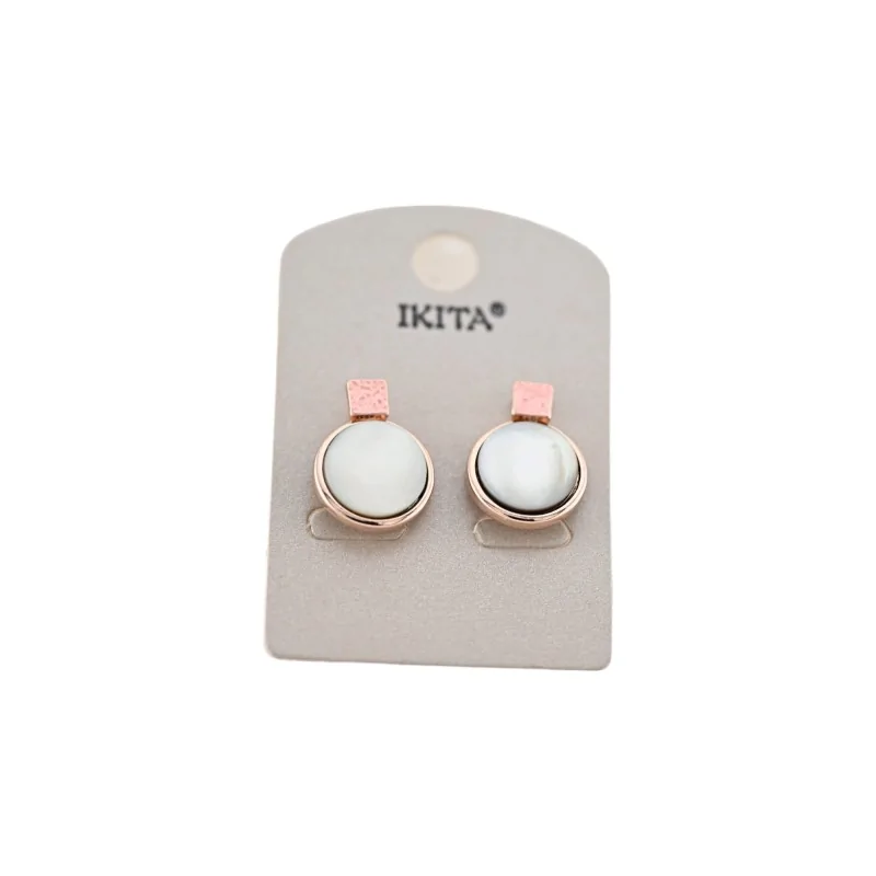 Ikita pink mother-of-pearl copper-tone earrings