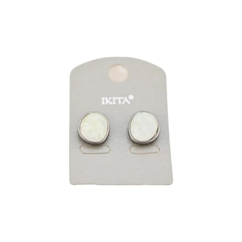 Faux mother-of-pearl relief earrings by Ikita