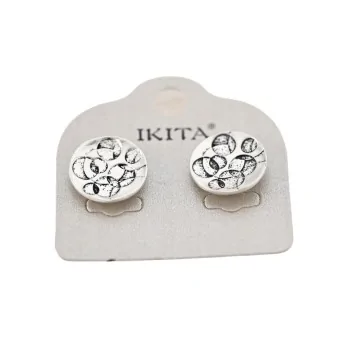 Ikita Aged Silver Circle Earrings