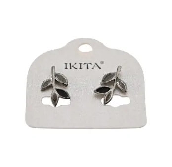 Black and grey leaf earrings by Ikita