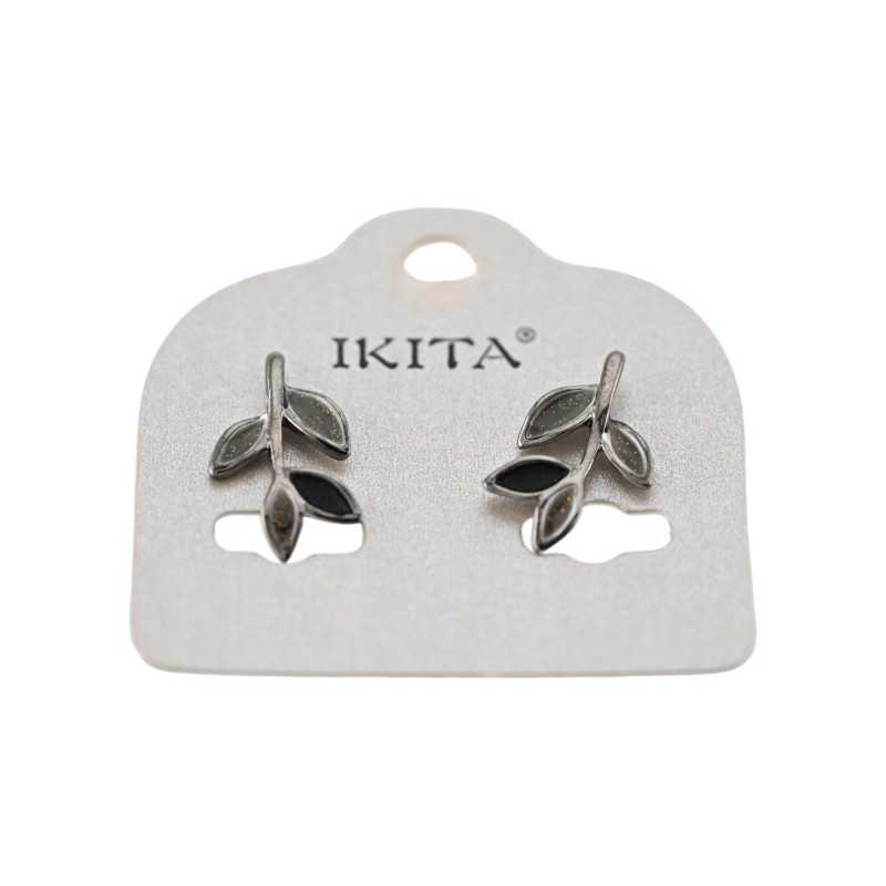 Black and grey leaf earrings from Ikita