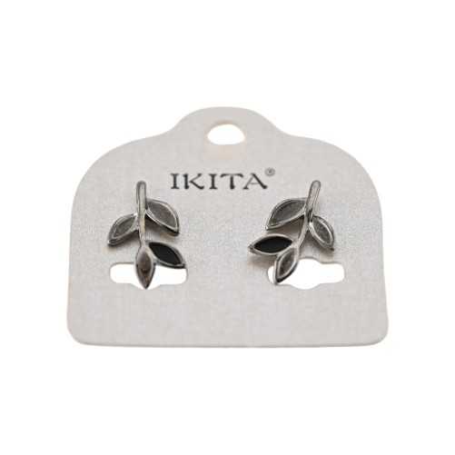Schwarze und graue Blatt-Ohrringe von Ikita