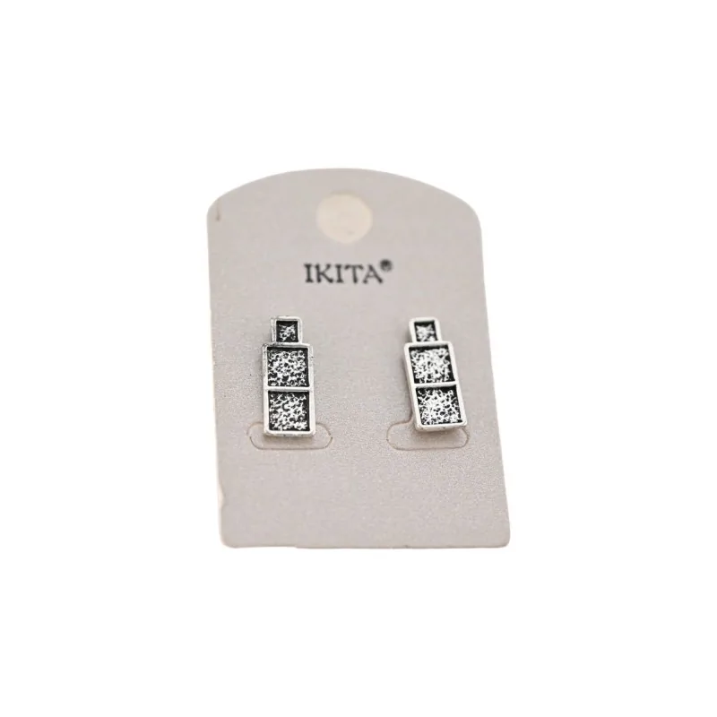 Silver-plated aged cube earrings by Ikita