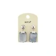 Ikita aged silver rectangular earrings with pearlescent stone effect