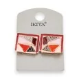 Square red earrings by Ikita