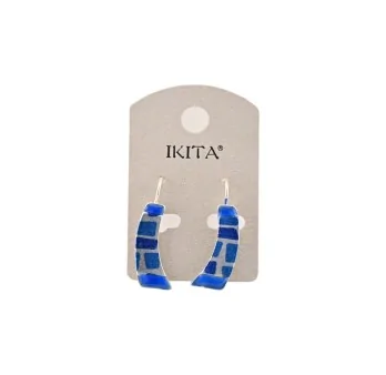 Orecchini design Ikita blu e argento