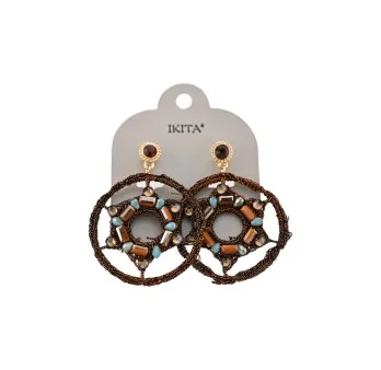 Round Ikita earrings in brown with pearls