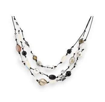 Multi-strand black and white fashion necklace by Ikita