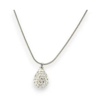 Collana argentata Medaglione Goccia con strass di Ikita