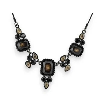 Ikita black baroque necklace with antique effect