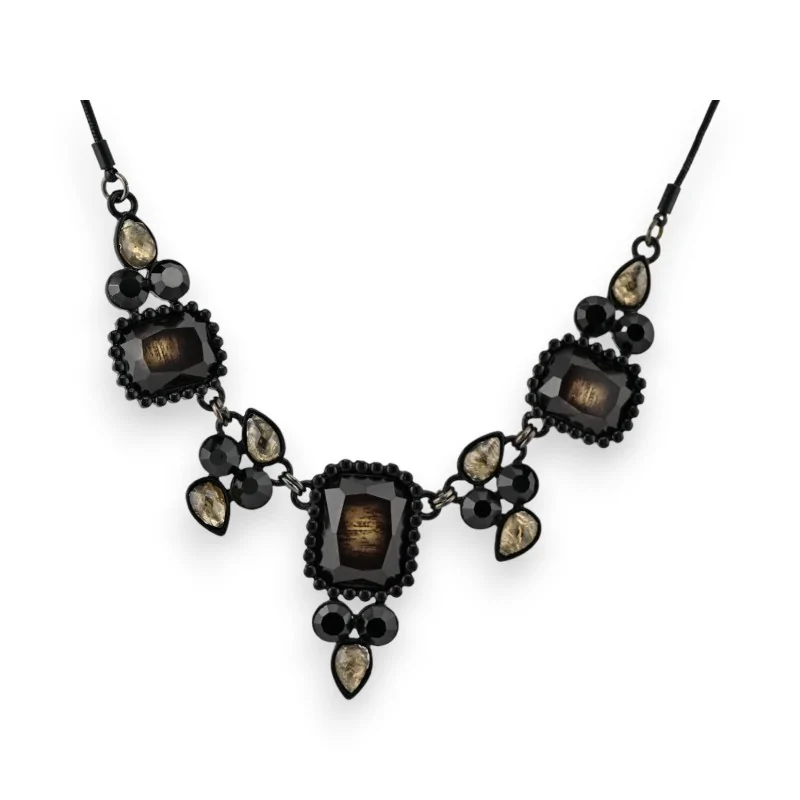 Ikita black baroque necklace with antique effect