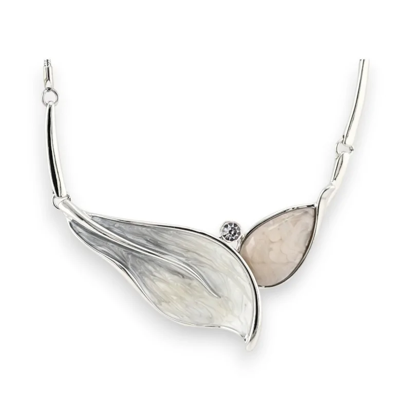 Grey Patinated Leaf Costume Necklace by Belle Miss