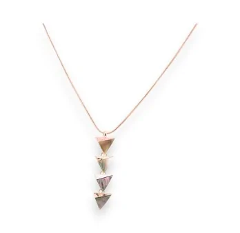 Ikita's geometric rose copper necklace with mother-of-pearl diamonds