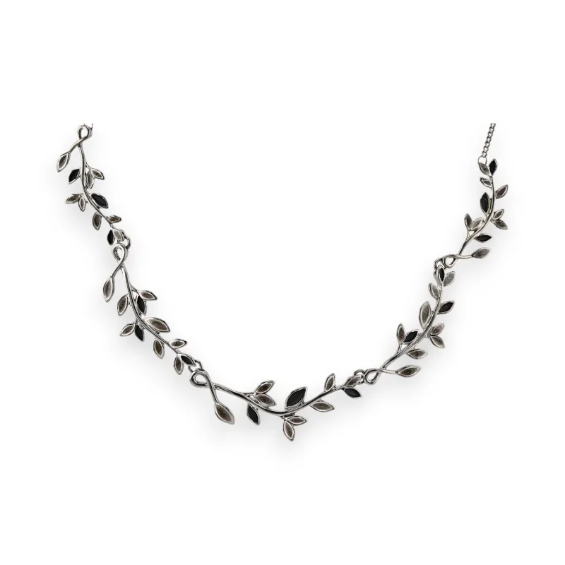 Grey and Black Leaf Necklace by Ikita