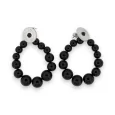 Silver-plated black pearl creole earrings