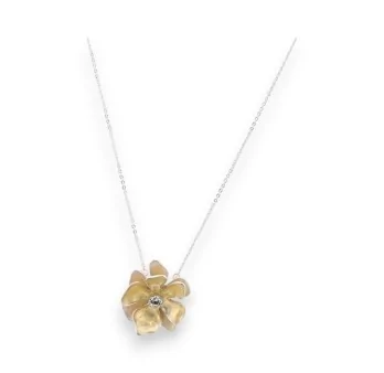 Silver Necklace Ivory Flower by Ikta