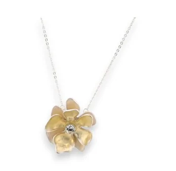 Silver Necklace Ivory Flower by Ikta