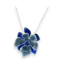 Collier Fleur Bleue Argentée Ikita